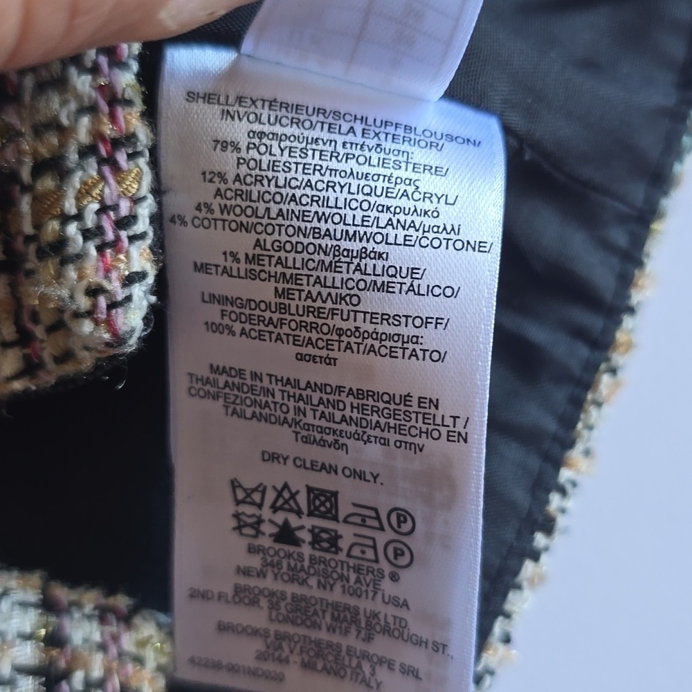 Vintage Brooks Brothers Wool Blend Plaid Boucle Tweed Pencil Skirt Sz 2 - Picture 5 of 11